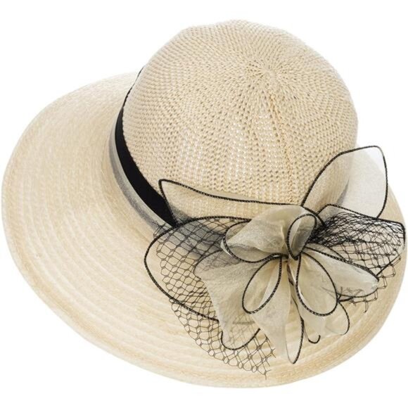 Women Kentucky Organza Derby Hat - Beige - Picture 1 of 7
